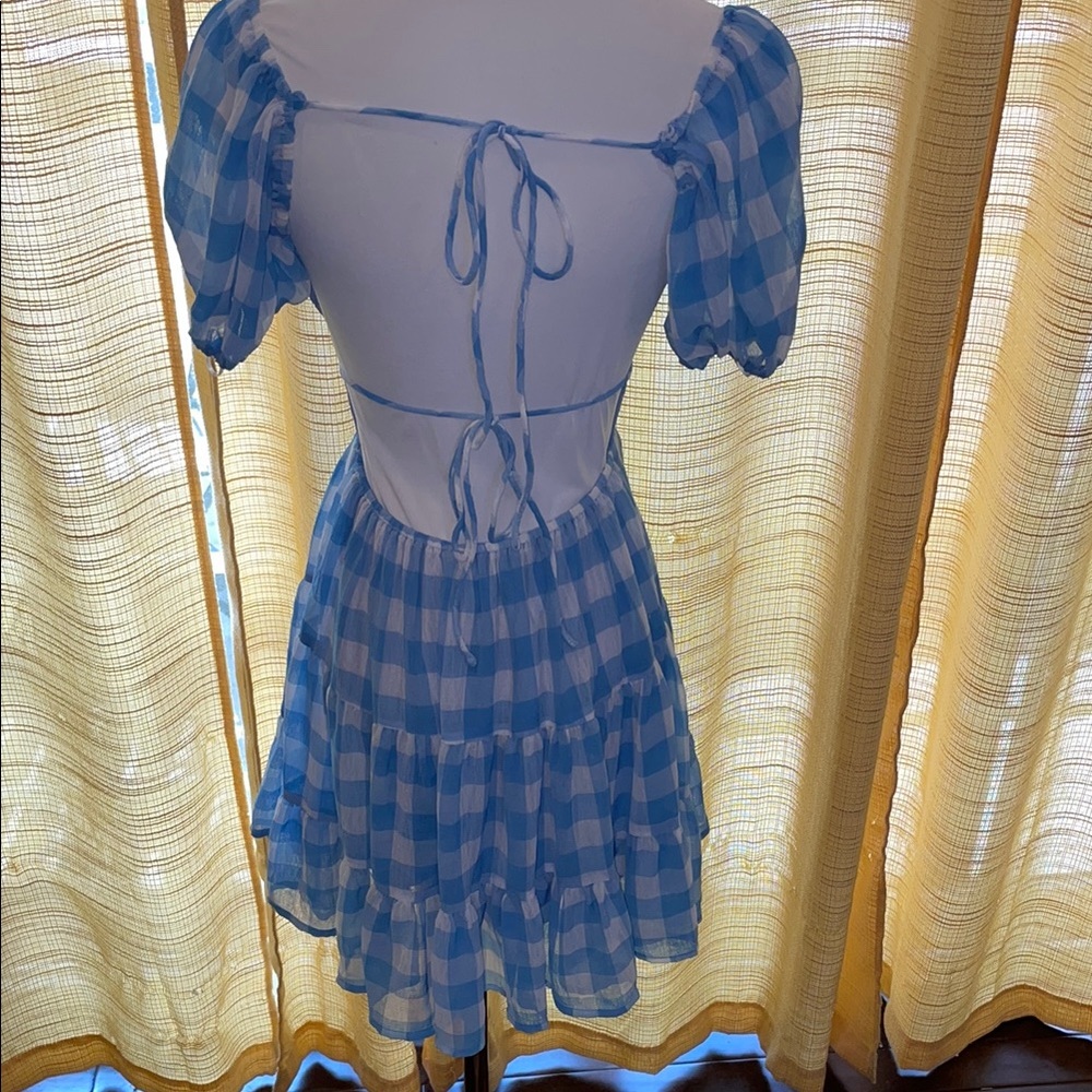 Princess Polly Blue and White Checkered Backless Dress - Picture 6 of 11